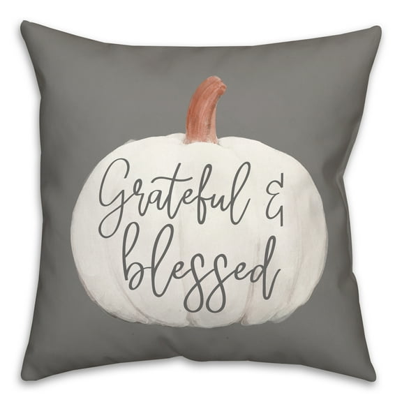 Creative Products Gray Grateful And Blessed 16 x 16 Spun Poly Pillow
