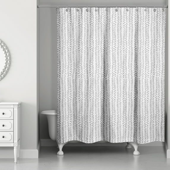 Creative Products Gray Herringbone Pattern 71x74 Shower Curtain