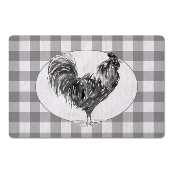 Creative Products Gray Ink Rooster 27x18 Floor Mat
