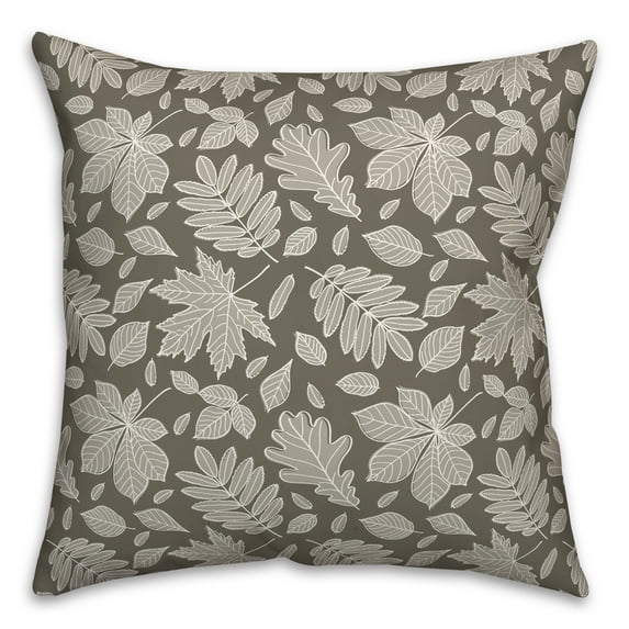 Creative Products Gray Leaf Pattern 16 x 16 Spun Poly Pillow