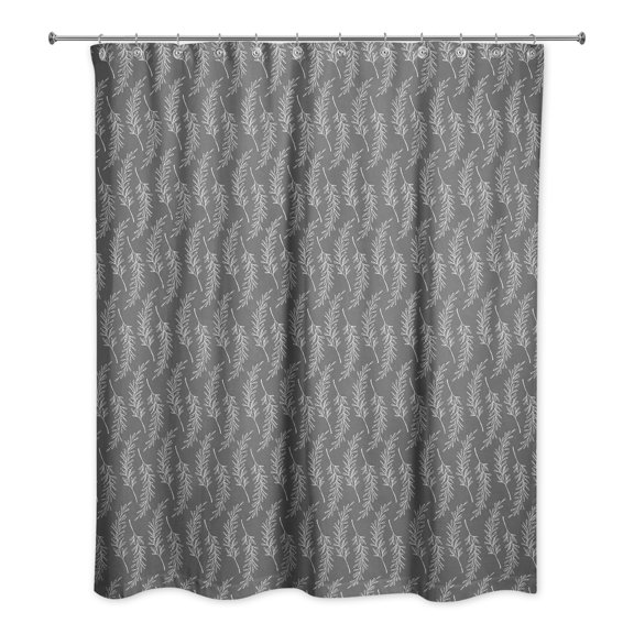 Creative Products Gray Leaf Pattern 71x74 Shower Curtain