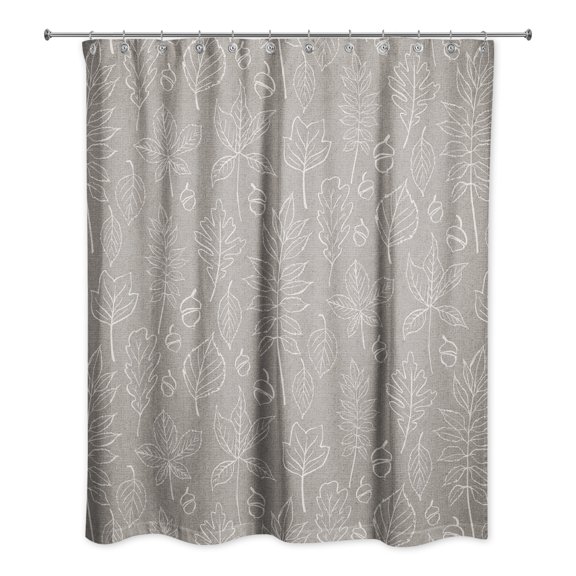 Creative Products Gray Leaf Pattern 71x74 Shower Curtain