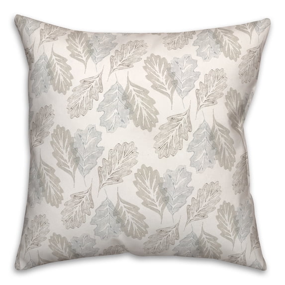 Creative Products Gray Leaf Stamp Pattern 18x18 Spun Poly Pillow