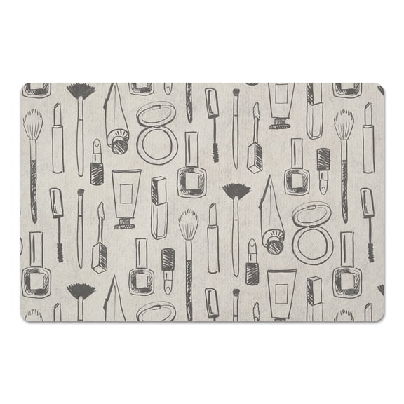 Creative Products Gray Makeup Icons on White 18 x 27 Floor Mat
