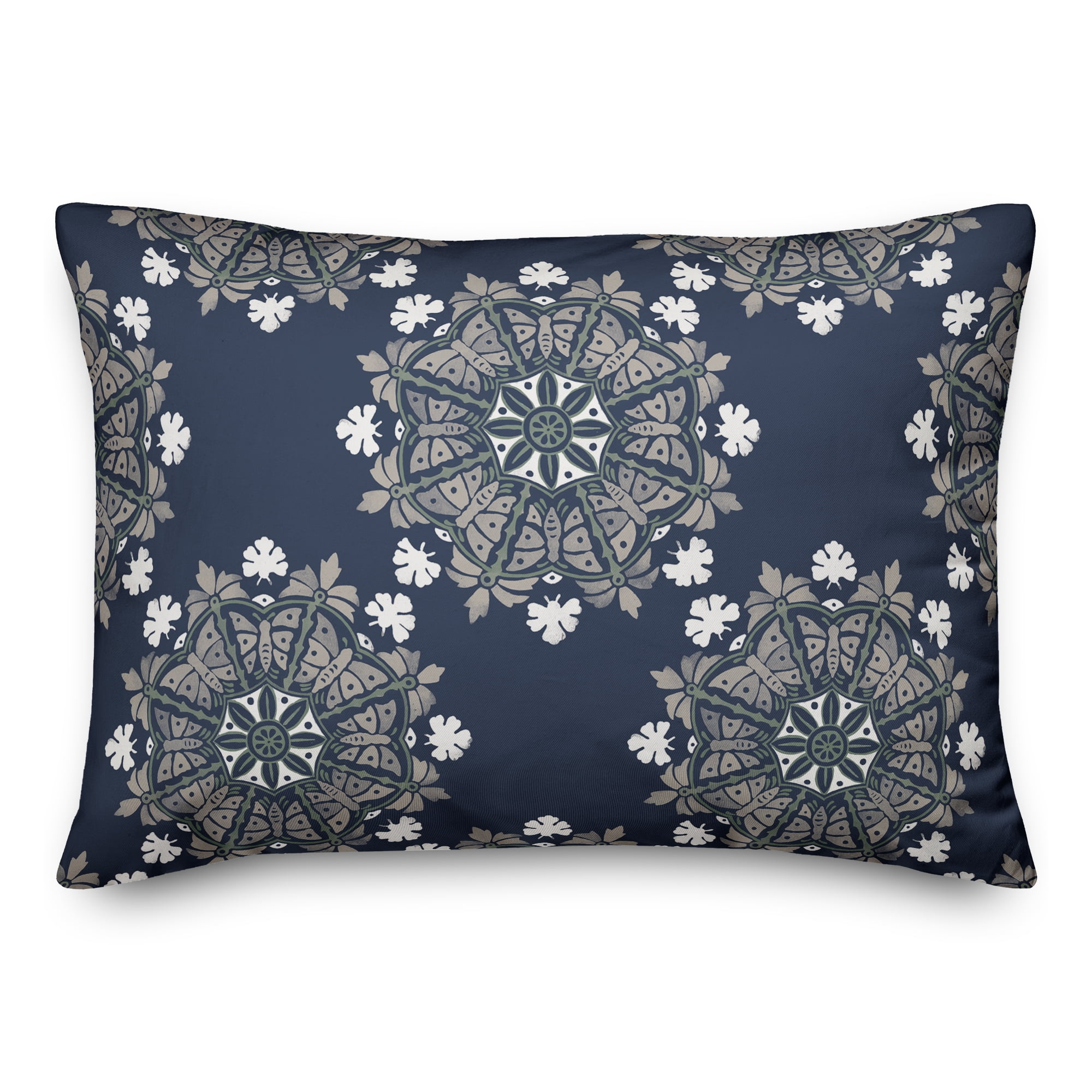 Creative Products Gray Medallions on Blue 14x20 Indoor / Outdoor Pillow