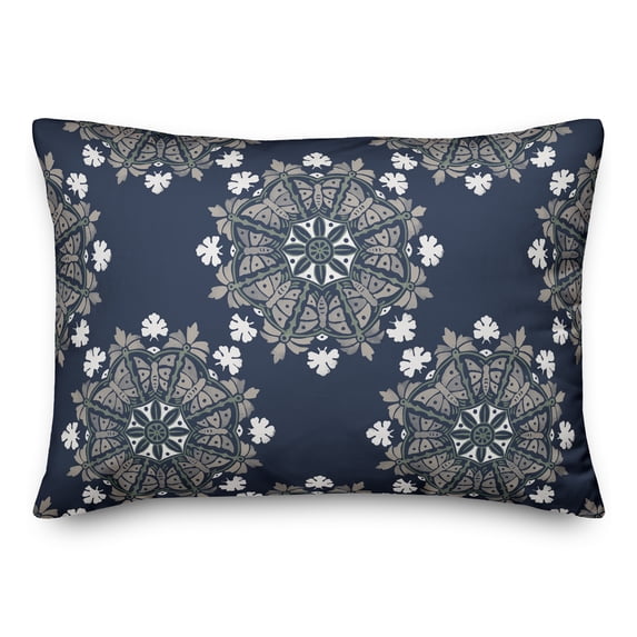 Creative Products Gray Medallions on Blue 14x20 Indoor / Outdoor Pillow