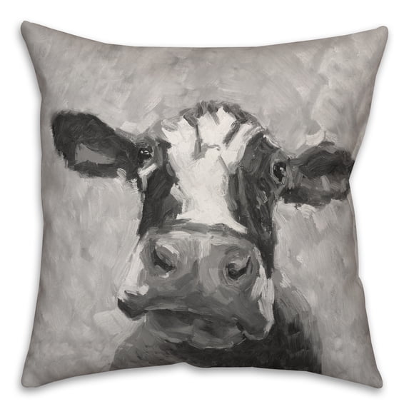 Creative Products Gray Painted Cow 18x18 Indoor / Outdoor Pillow