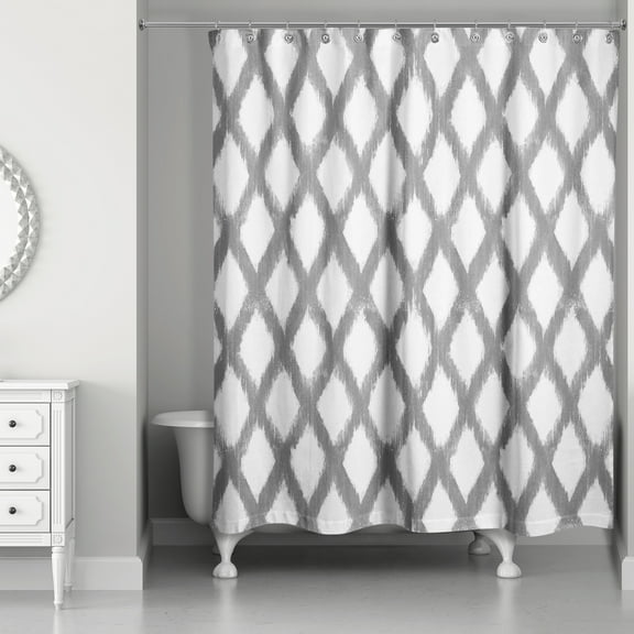 Creative Products Gray Painted Trellis Pattern 71x74 Shower Curtain