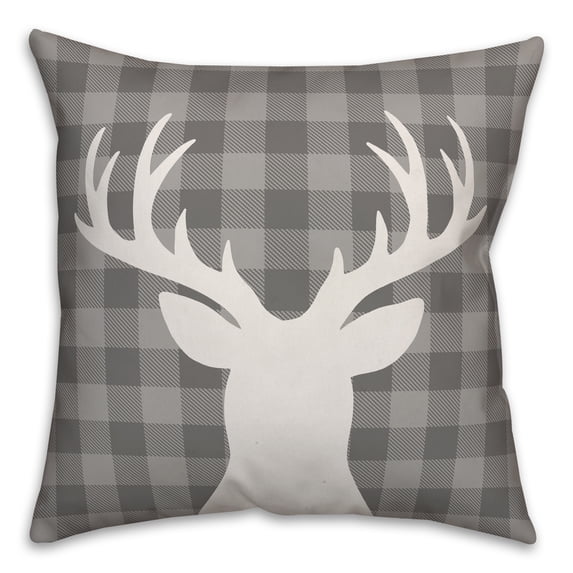 Creative Products Gray Plaid Deer 16x16 Spun Poly Pillow