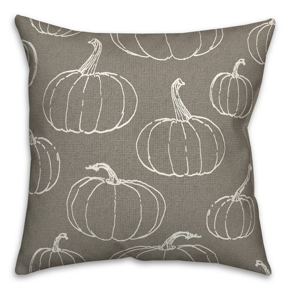 Creative Products Gray Pumpkin Pattern 18 x 18 Spun Poly Pillow