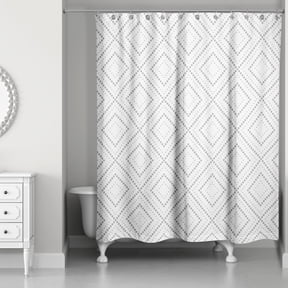 Creative Products Gray Reverse Diamond Grid 71x74 Shower Curtain