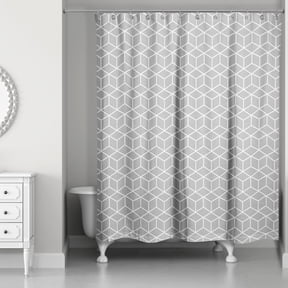 Creative Products Gray Reverse Geo Cubes  71x74 Shower Curtain