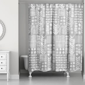 Creative Products Gray Reverse Stamp Pattern  71x74 Shower Curtain