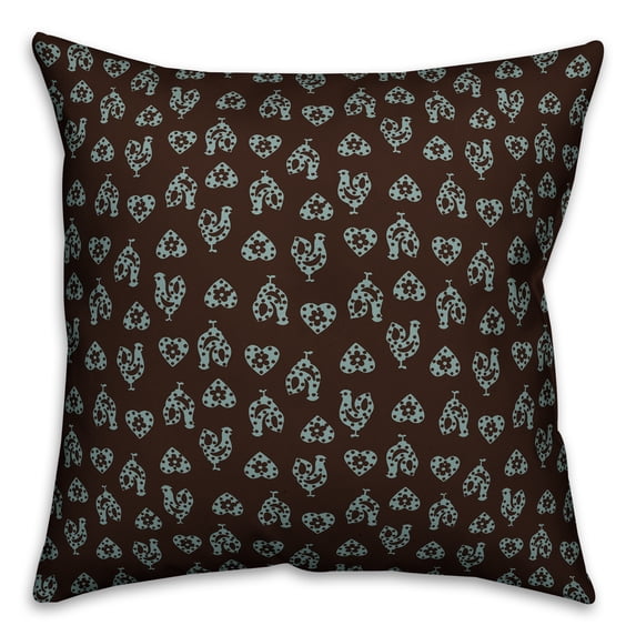 Creative Products Gray Rooster Pattern 16x16 Spun Poly Pillow