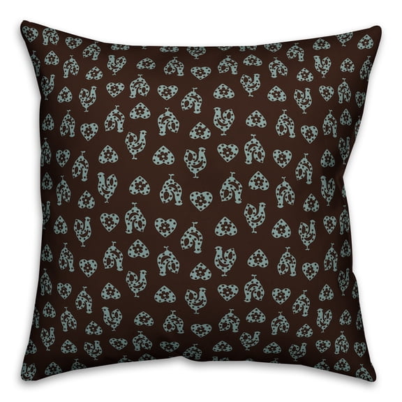 Creative Products Gray Rooster Pattern 18x18 Spun Poly Pillow