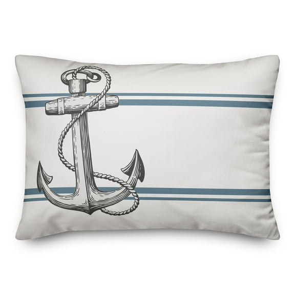 Creative Products Gray Seaside Anchor 14x20 Indoor / Outdoor Pillow