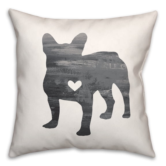 Creative Products Gray Silhouette Frenchie 16 x 16 Spun Poly Pillow