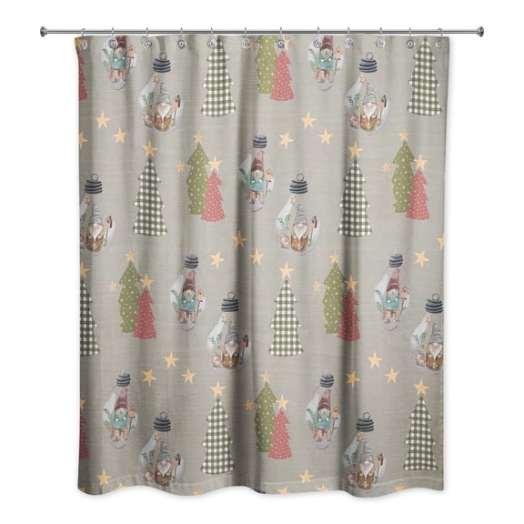 Creative Products Gray Tree and Globe Pattern 71x74 Shower Curtain
