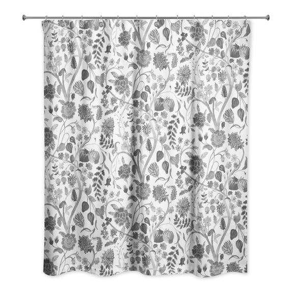 Creative Products Gray Watercolor Floral 71x74 Shower Curtain