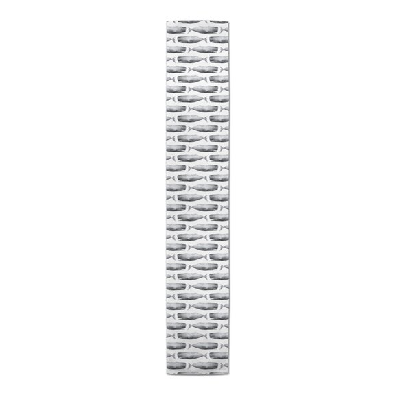 Creative Products Gray Watercolor Whales 16x72 Poly Twill Table Runner