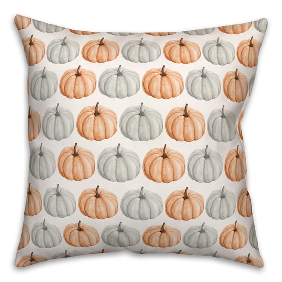 Creative Products Gray and Orange Pumpkin Pattern 18x18 Spun Poly Pillow