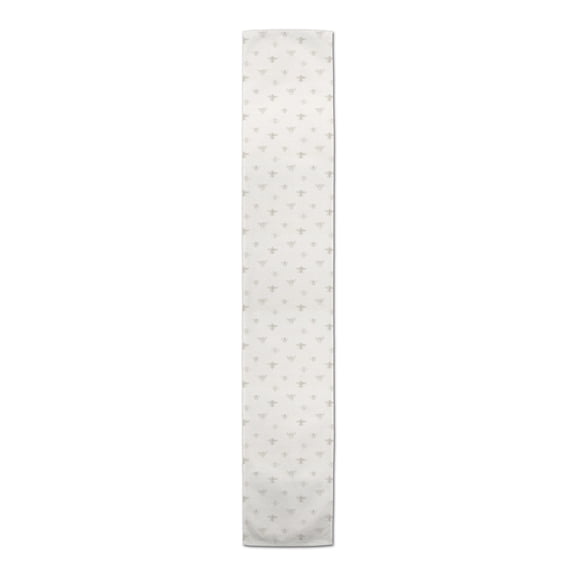 Creative Products Gray and White Delicate Bee Pattern 16 x 72 Cotton Twill Table Runner