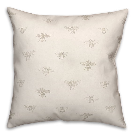 Creative Products Gray and White Delicate Bee Pattern 18 x 18 Spun Poly Pillow