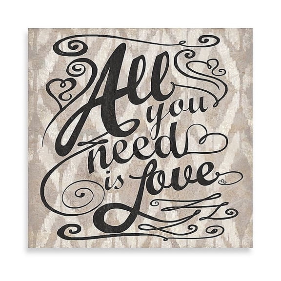 Creative Products Grayscale All Need Love Ikat 36x36 Gallery Wrapped Canvas