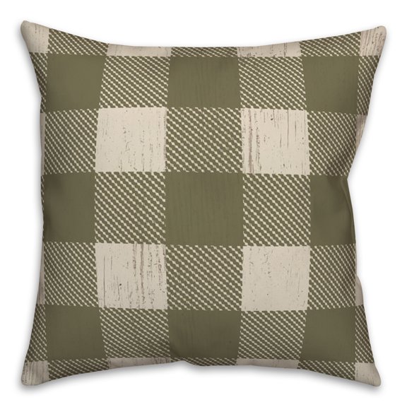 Creative Products Green Buffalo Check 18 x 18 Spun Poly Pillow