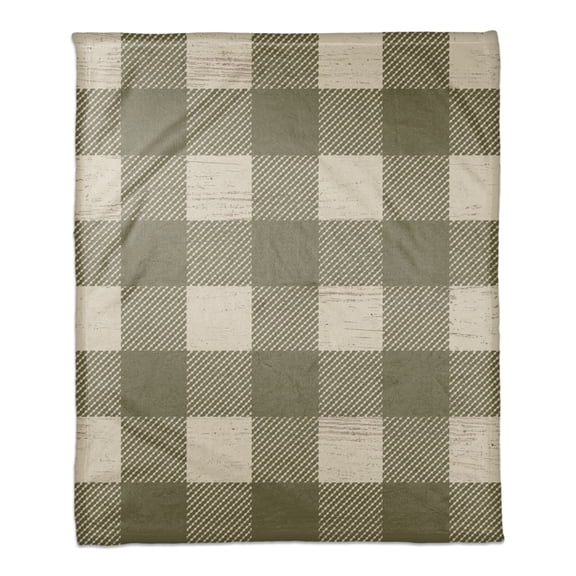 Creative Products Green Buffalo Check 50 x 60 Coral Fleece Blanket