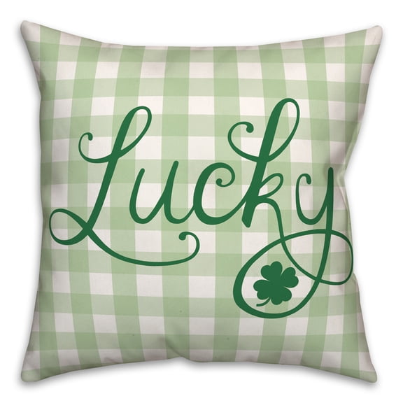 Creative Products Green Buffalo Check Lucky 18 x 18 Spun Poly Pillow