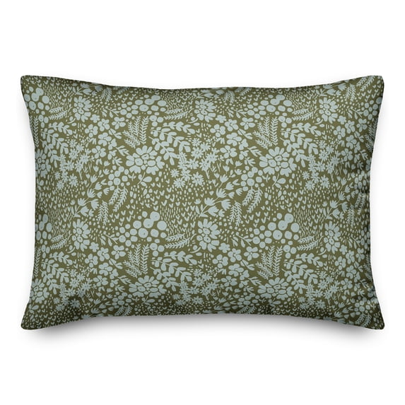 Creative Products Green Dainty Floral 20 x 14 Spun Poly Pillow