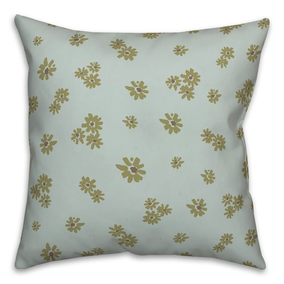 Creative Products Green Daisy Pattern 18 x 18 Spun Poly Pillow