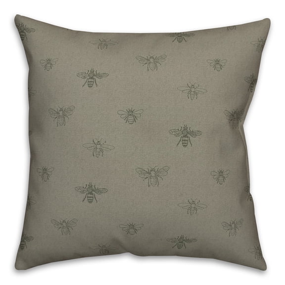 Creative Products Green Delicate Bee Pattern 18 x 18 Spun Poly Pillow