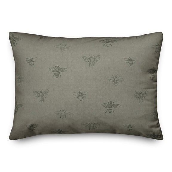 Creative Products Green Delicate Bee Pattern 20 x 14 Spun Poly Pillow