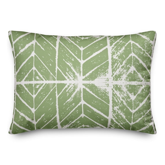 Creative Products Green Distressed Chevron Diamonds 14x20 Indoor / Outdoor Pillow