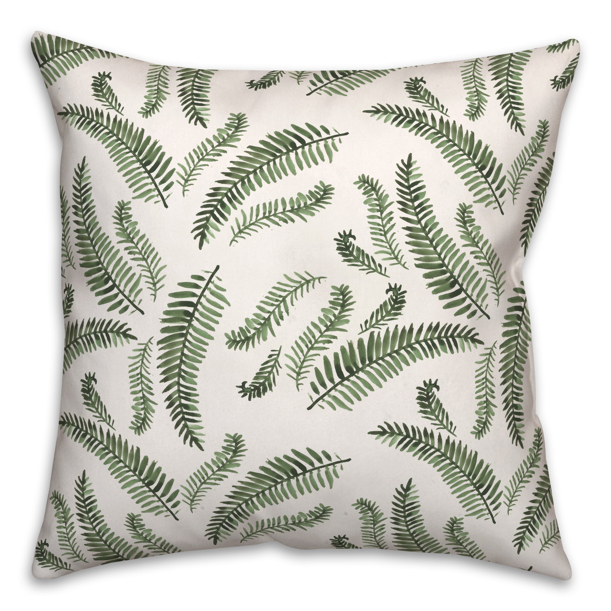 Green Fern Pattern 18" Square Polyester Throw Pillow