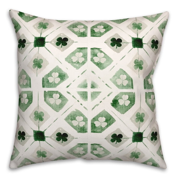 Creative Products Green Geo Shamrock Pattern 18 x 18 Spun Poly Pillow