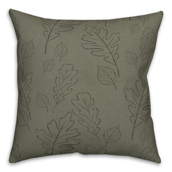 Creative Products Green Large Leaf Pattern 18 x 18 Spun Poly Pillow