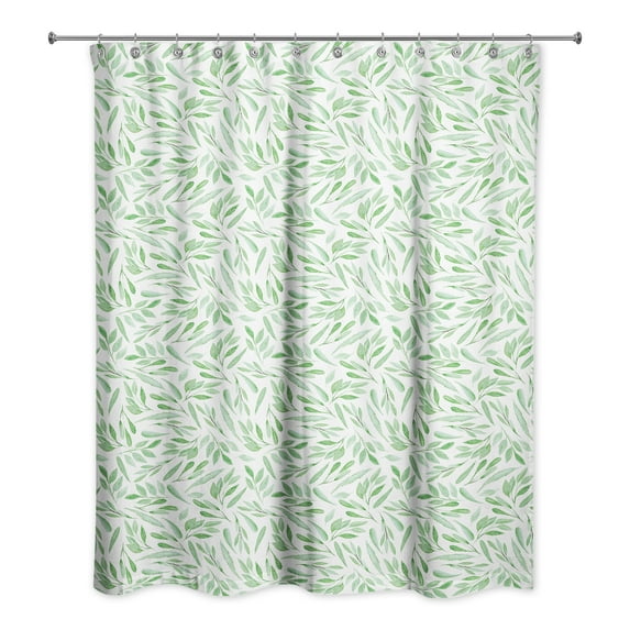 Creative Products Green Leaf Pattern 71x74 Shower Curtain
