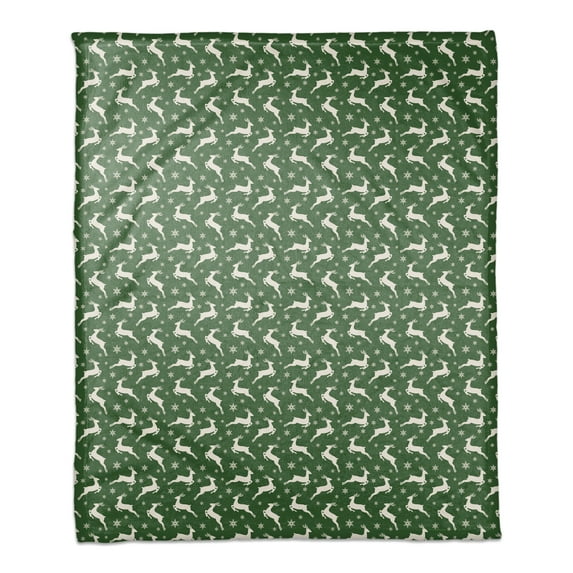 Creative Products Green Reindeer Pattern 50x60 Coral Fleece Blanket