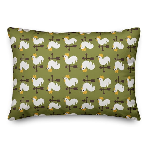 Creative Products Green Rooster Pattern 14x20 Spun Poly Pillow