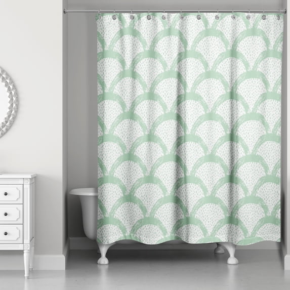 Creative Products Green Scallops 71x74 Shower Curtain