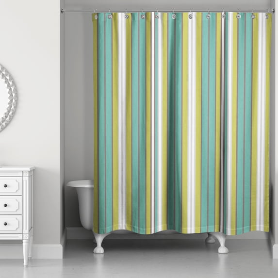 Creative Products Green Stripes 71x74 Shower Curtain
