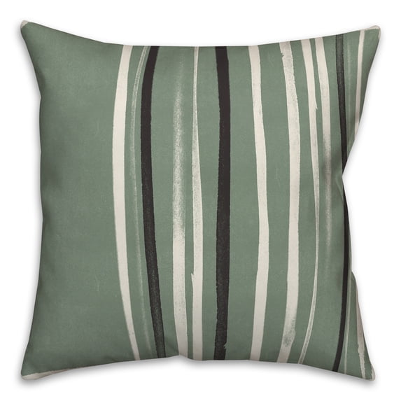 Creative Products Green Thin Stripes 18x18 Indoor / Outdoor Pillow