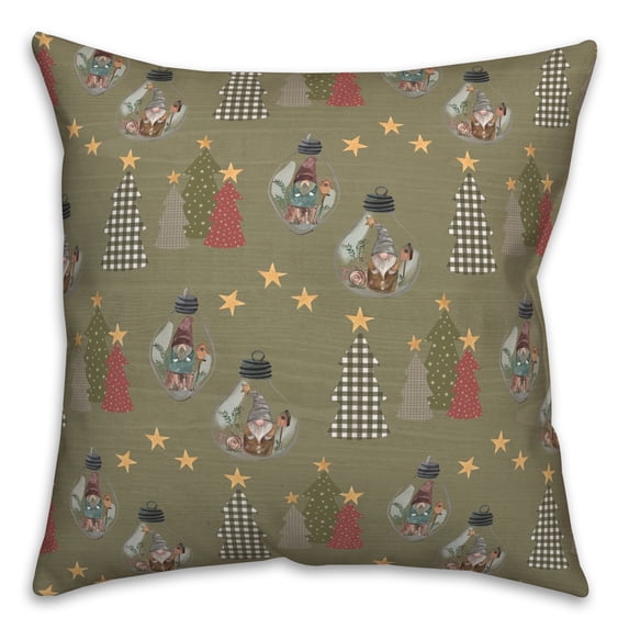 Creative Products Green Tree and Globe Pattern 18 x 18 Spun Poly Pillow