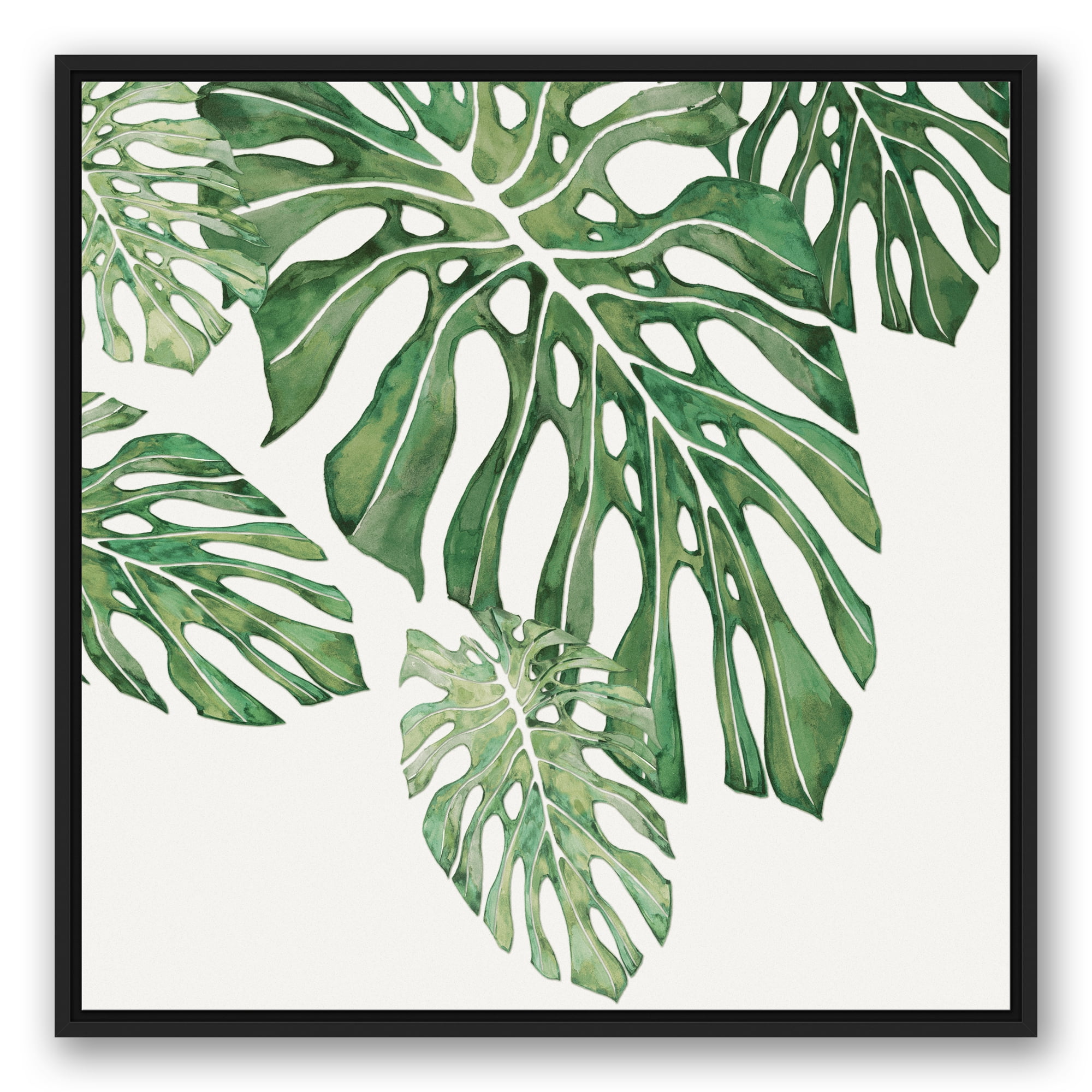 Green Tropical Leaves Canvas Wall Art 30 x 30