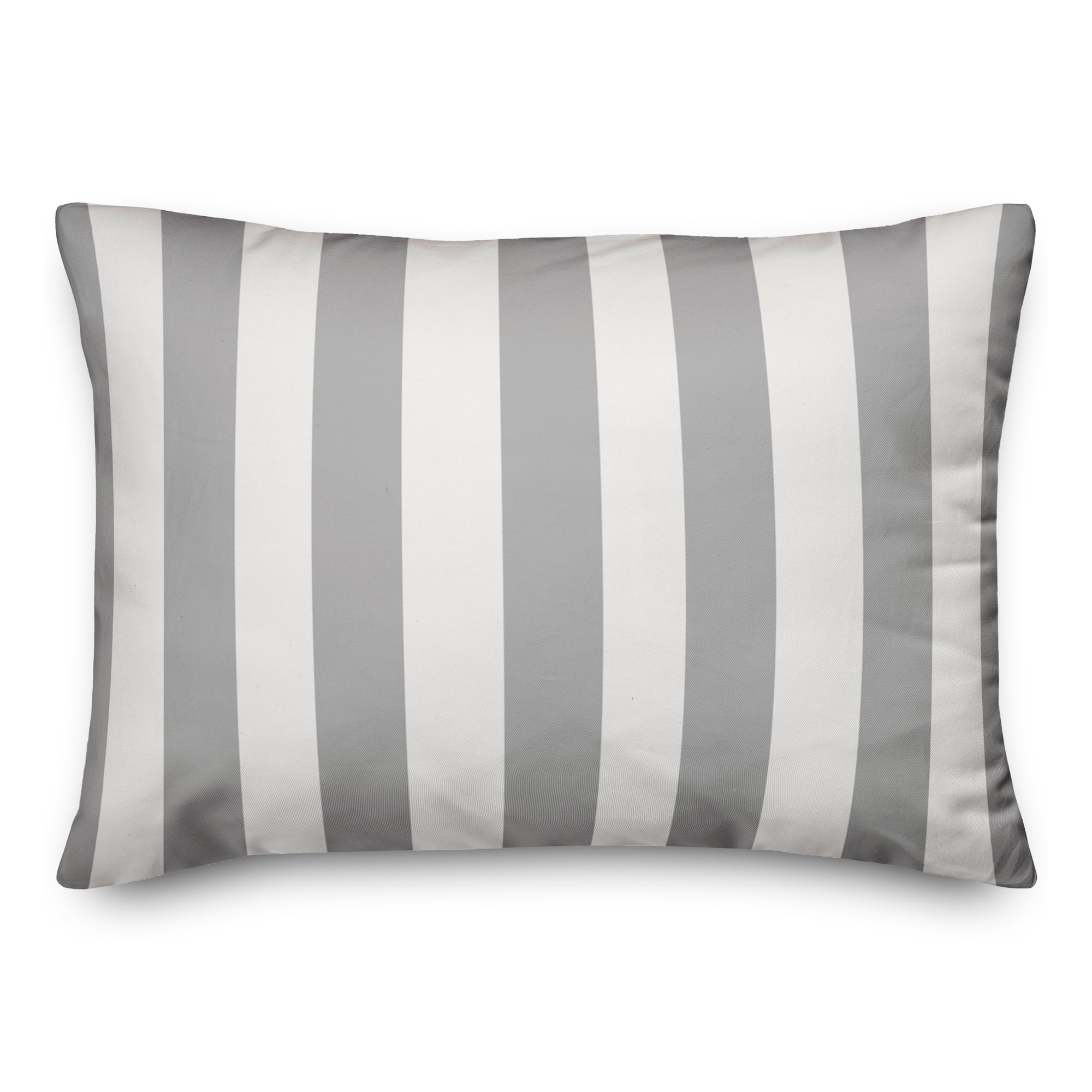 Gray and White Striped Polyester Throw Pillow 14x20