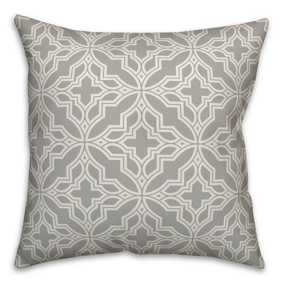 Creative Products Grey Geo Quatrefoil 16x16 Spun Poly Pillow