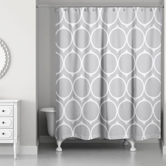 Creative Products Grey Mid Mod Circles 71x74 Shower Curtain